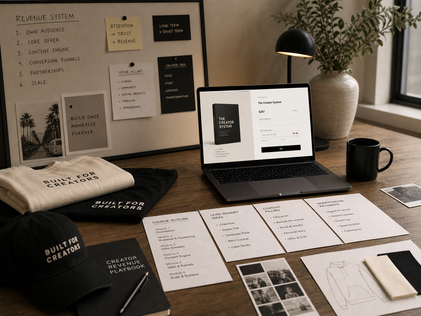 Creator offer workspace with product and funnel planning